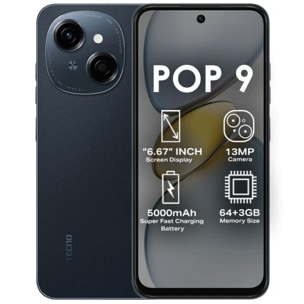 Tecno Pop 9 6.67" 4GB RAM / 128GB ROM Android 14 - Black