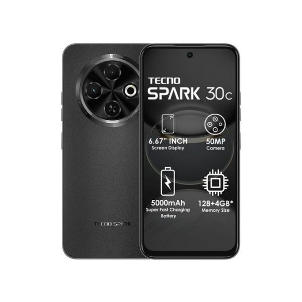 Tecno Spark 30C 6.6" 4GB RAM/128GB ROM Android 14 - Black