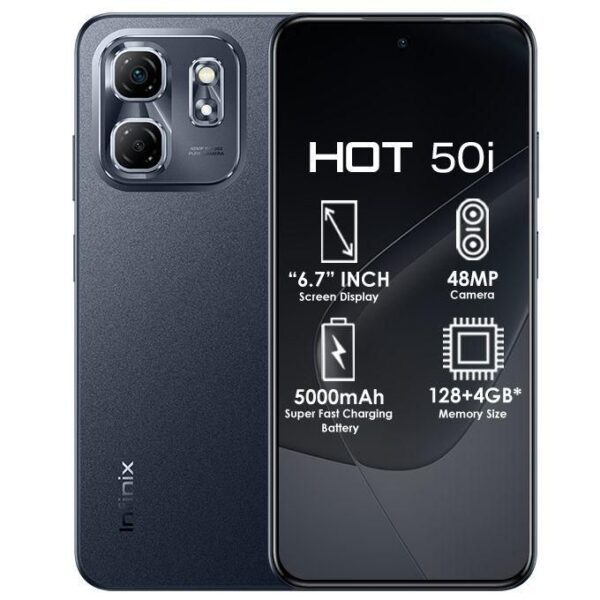 Infinix Hot 50i 6.78" 4GB RAM 128GB ROM Android 13- Black